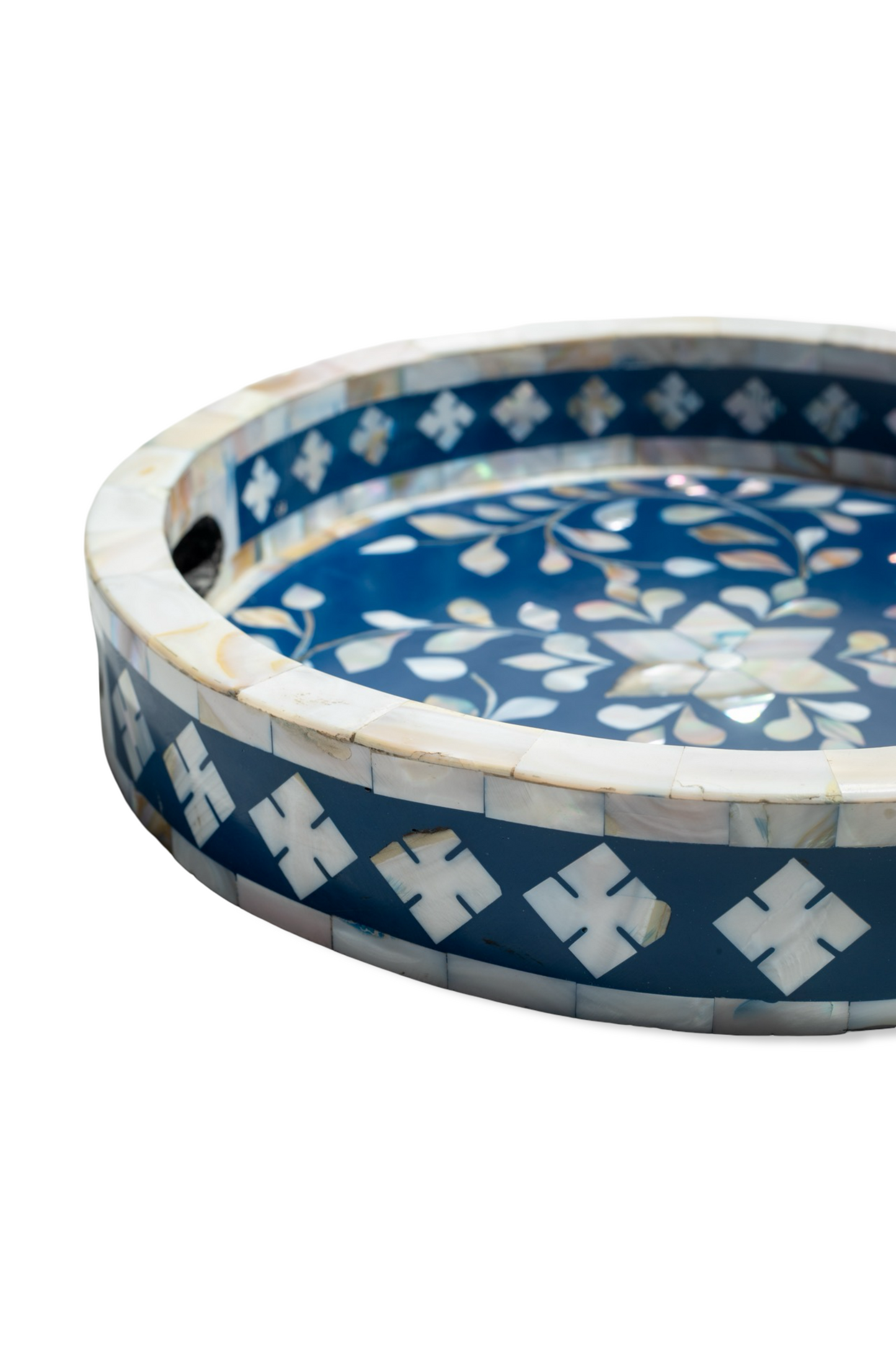 Mother of Pearl Inlay Tray in Deep Blue