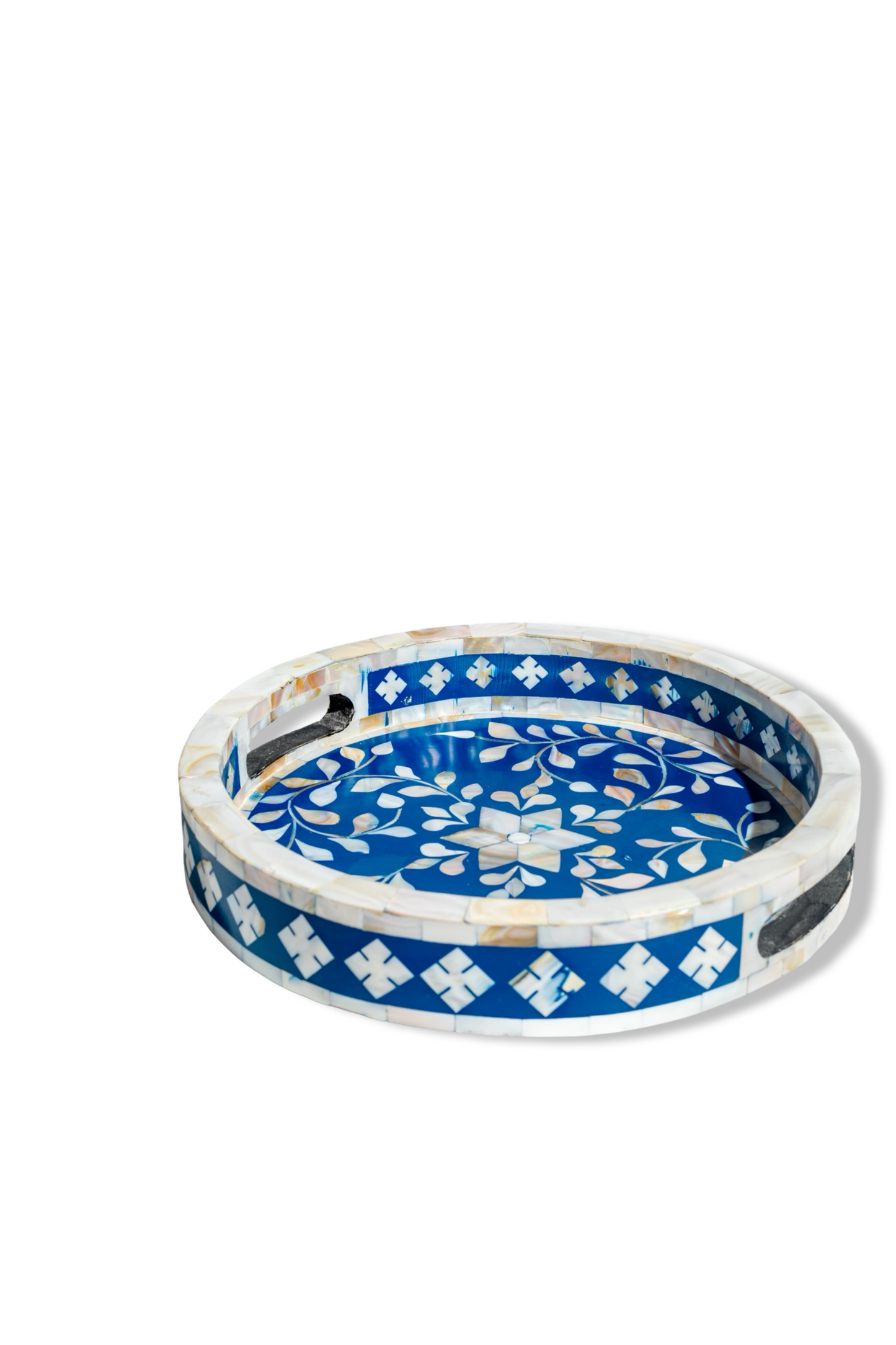 Mother of Pearl Inlay Tray in Deep Blue