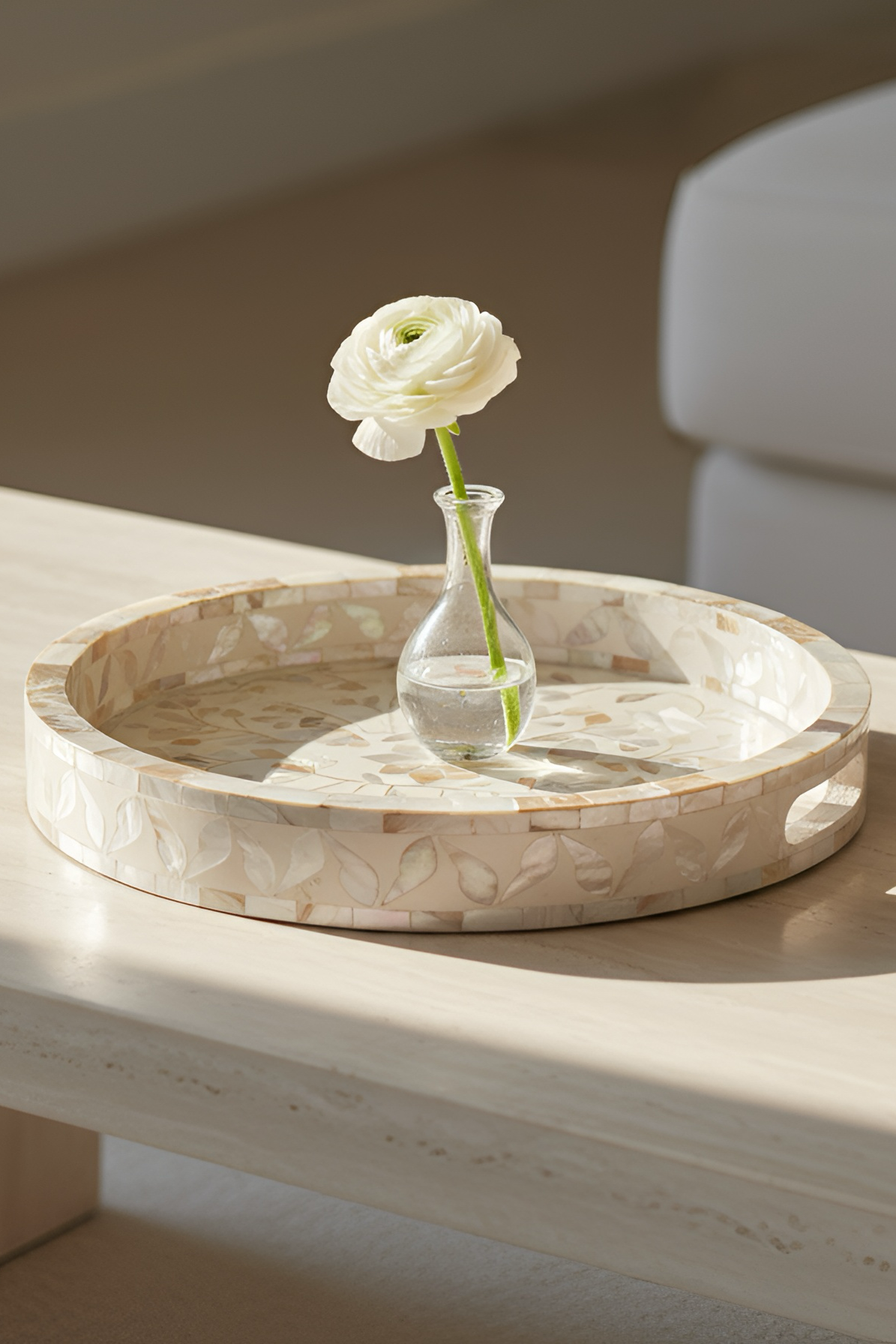 Round Mother of Pearl Inlay Tray