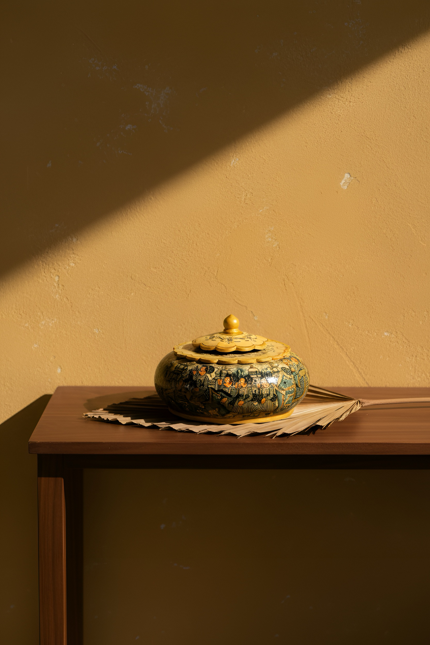 Round Bone Inlay Lidded Box
